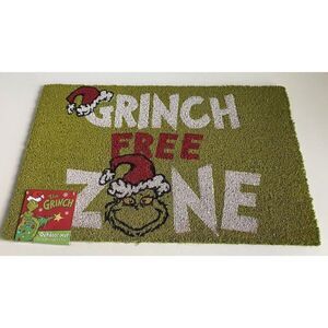 Grinch Free Zone Coir Doormat Welcome Mat Christmas Holiday Porch NEW